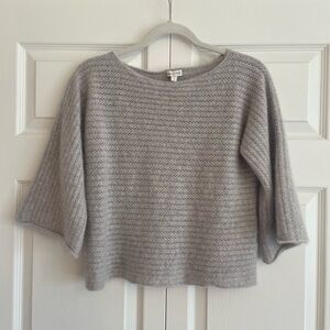 Garnet Hill 100% Cashmere Gray Women's 3/4 Length Sweater